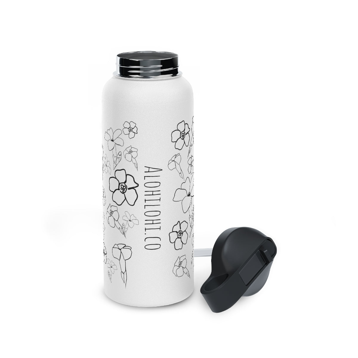 Pua Kenikeni (B&W) - Stainless Steel Water Bottle