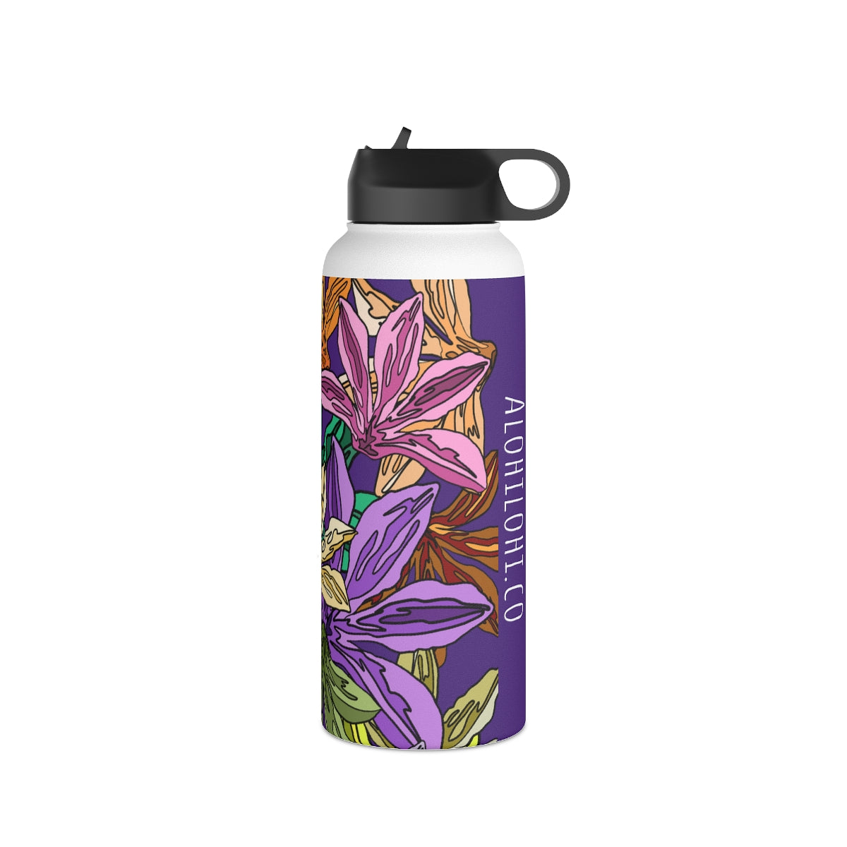 Naupaka (E) in Poni/Purple - Stainless Steel Water Bottle