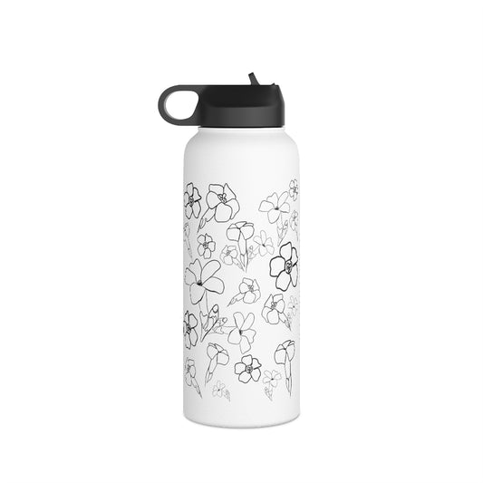 Pua Kenikeni (B&W) - Stainless Steel Water Bottle