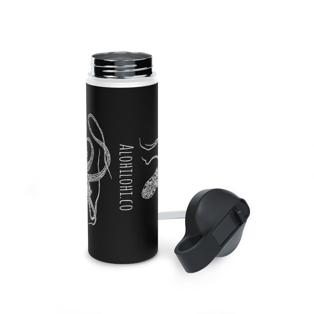 Heʻe (in ʻEleʻele/Black) - Stainless Steel Water Bottle