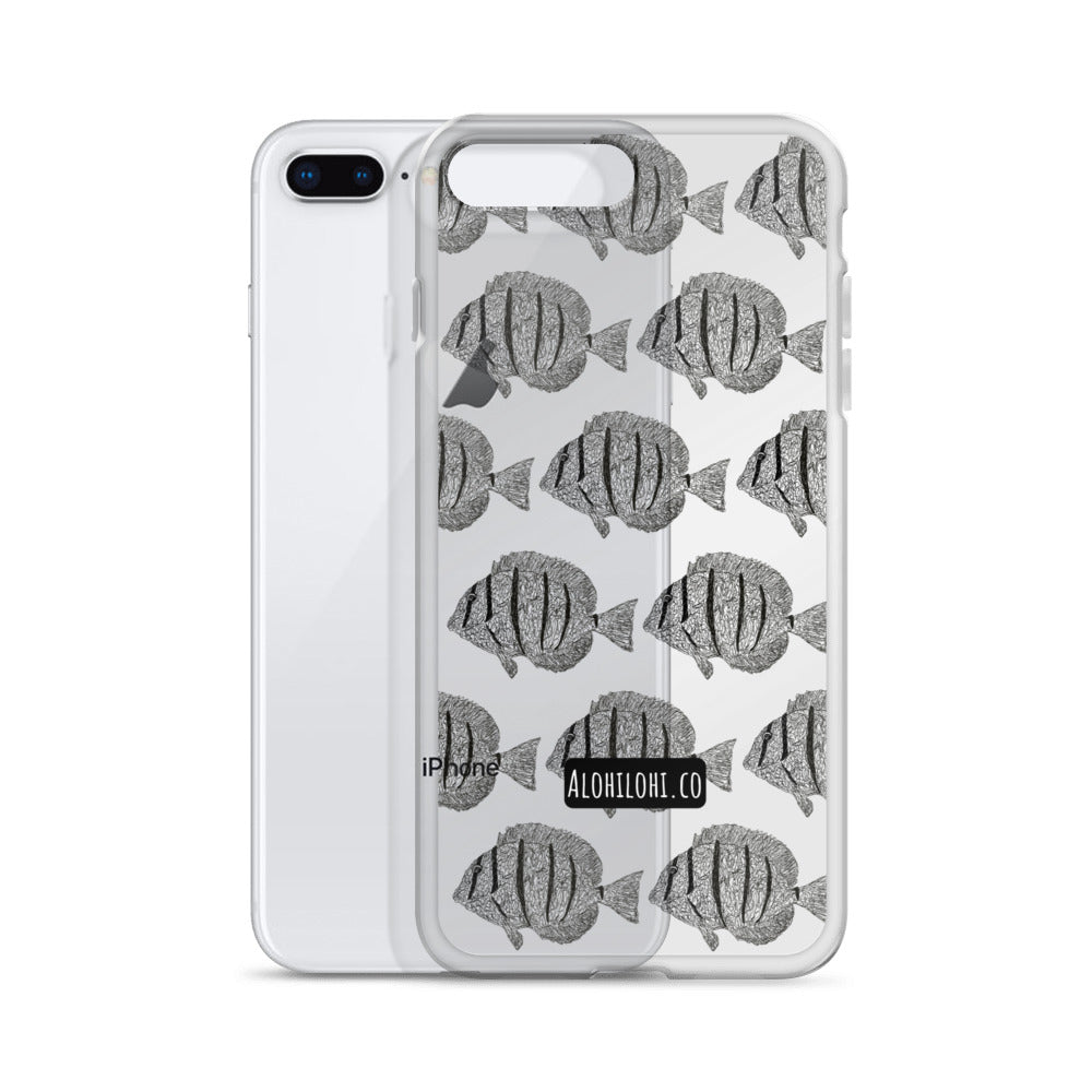 Manini (B&W) - Clear iPhone Case