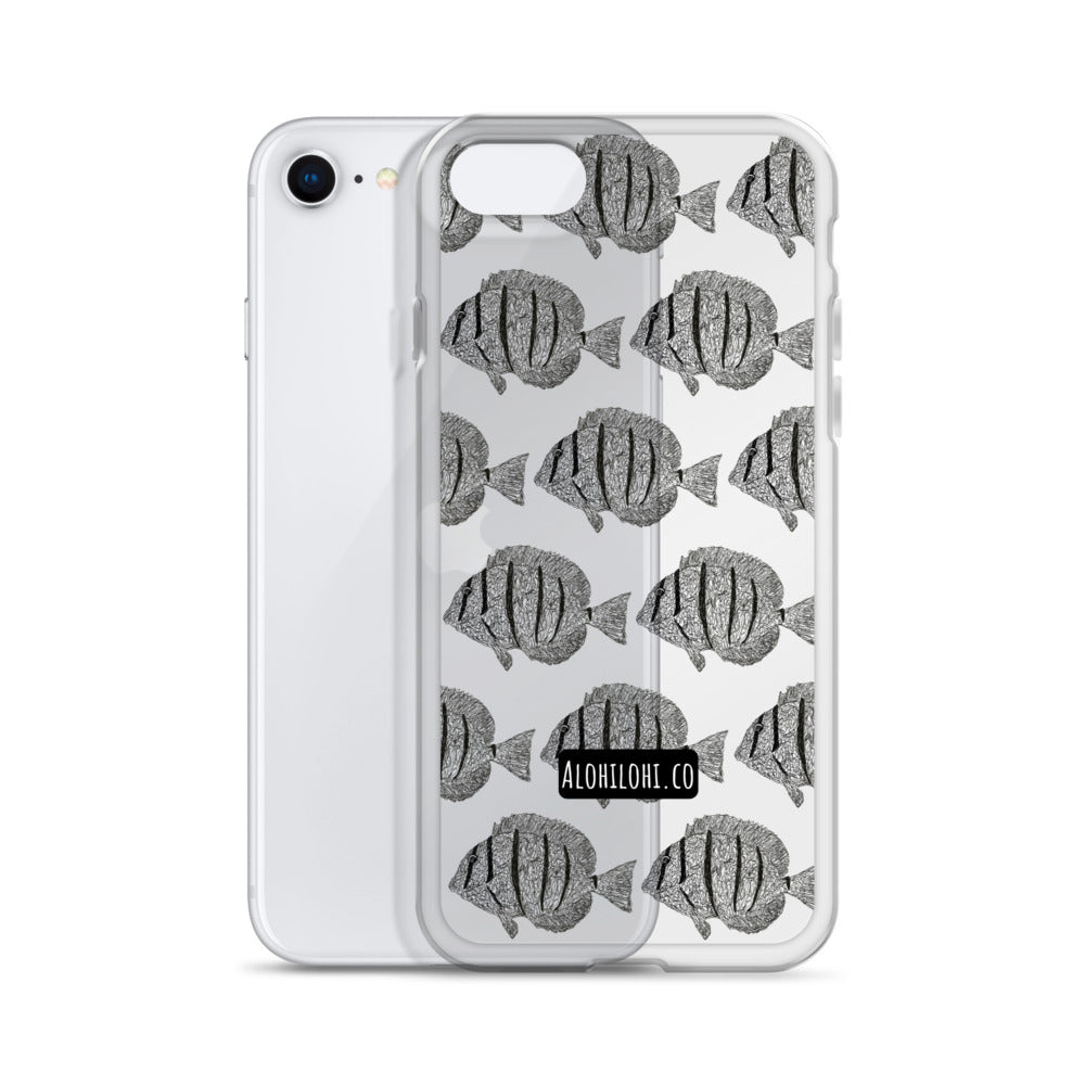 Manini (B&W) - Clear iPhone Case