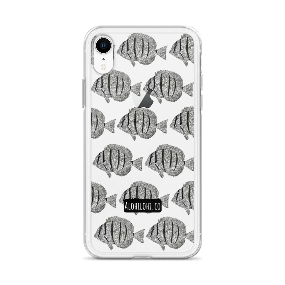 Manini (B&W) - Clear iPhone Case