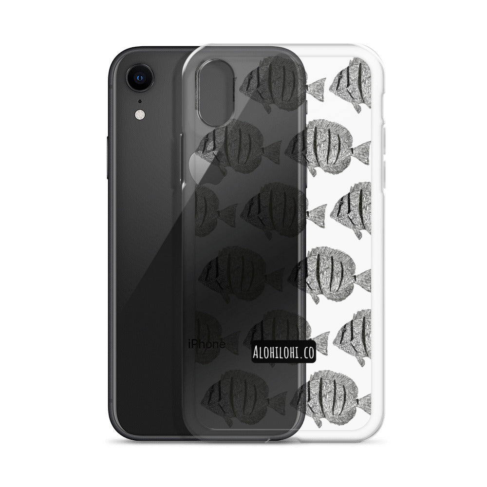 Manini (B&W) - Clear iPhone Case